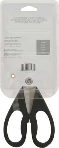 KitchenAid All Purpose Kitchen Shears with Protective Sheath Durable Stainless Steel Scissors, Dishwasher Safe, Soft Grip Comfort Handle, 8.72 Inch, Aqua Sky