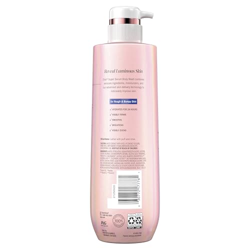 Olay Super Serum Body Wash for Normal Skin, 24hr Long Lasting Hydration, 5+ Ingredient Serum Complex for Bright Even Firm Luminous Skin, 18.5 fl oz