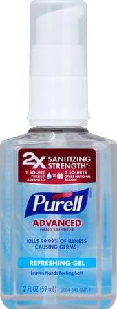 PURELL Advanced Hand Sanitizer Refreshing Gel, Clean Scent, 2 fl oz Travel Size Pump Bottle (Pack of 1)