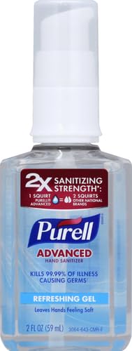 PURELL Advanced Hand Sanitizer Refreshing Gel, Clean Scent, 2 fl oz Travel Size Pump Bottle (Pack of 1)