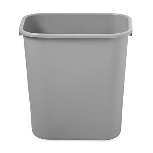 Rubbermaid Commercial Products Wastebasket/Trash Can, 7-Gallon/28-Quart, Gray, Plastic, for Bedroom/Bathroom/Office, Fits Under Desk/Sink/Cabinet, Pack of 12