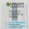 Garnier Micellar Water For Waterproof Makeup, Hydrating Facial Cleanser & Makeup Remover, Suitable for Sensitive Skin, Vegan, Cruelty Free, 13.5 Fl Oz (400mL), 1 Count