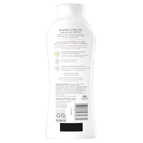 Olay Body Wash for Women, Age Defying with Vitamin E, 24hr Moisturizing, Hydrating & Refreshing, B3 Vitamin Complex, Free of Parabens & Phthalates, For All Skin Types, Scented, 33 fl oz (Pack of 4)