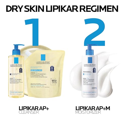 La Roche-Posay Lipikar AP+ Gentle Foaming Cleansing Oil, Gentle Oil Cleanser for Face and Body Formulated with Niacinamide, Long-Lasting 24-hour Hydration, Fragrance-Free & Soap Free