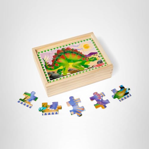 Melissa & Doug 4‑in‑1 Wooden Construction Vehicles Jigsaw Puzzle Set, 48 Pieces with Storage Box, Toddler Puzzle Toy for Kids Ages 3+ - FSC Certified