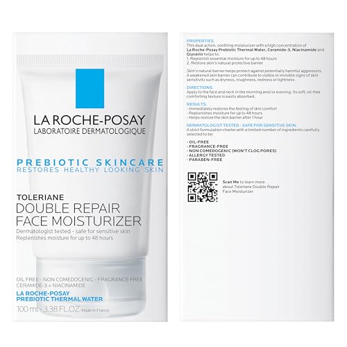 La Roche-Posay Toleriane Double Repair Face Moisturizer, Daily Moisturizer Face Cream with Ceramide & Niacinamide for All Skin Types, Immediate Comfort & Long Lasting Hydration, Fragrance Free