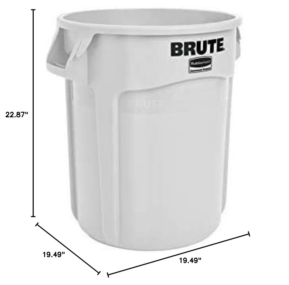 Rubbermaid Commercial Products BRUTE Heavy-Duty Round Trash/Garbage Can, 20-Gallon, Yellow, Outdoor Waste Container for Landscapers/Construction/Restaurants/Back of House/Offices/Warehouses, Pack of 6