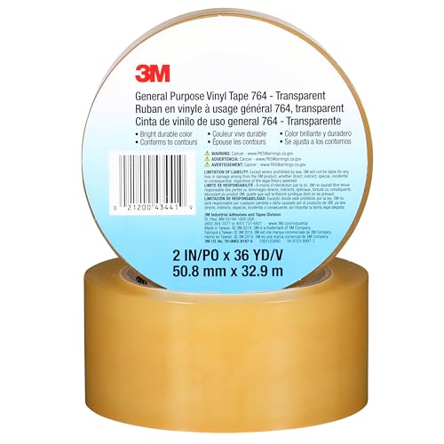 3M Vinyl Tape 764, General Purpose, 2 in x 36 yd, Black, 1 Roll, Light Traffic Floor Marking Tape, Social Distancing, Color Coding, Safety, Bundling