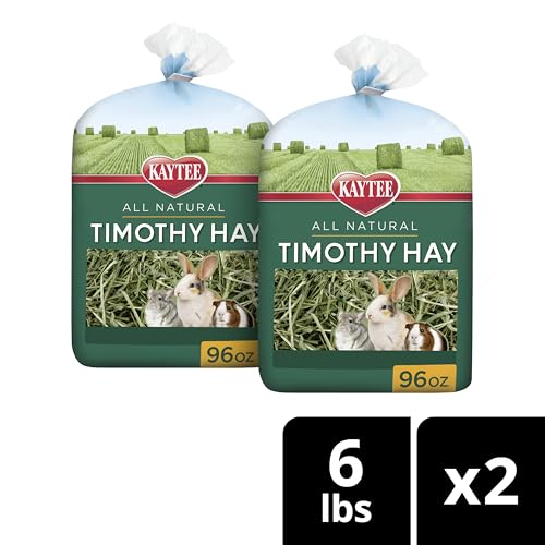 Kaytee Timothy Hay, High Fiber, Grown Specifically for Small Animals, Rabbits, Guinea Pigs, Chinchillas, Ideal Bulk Order for Small Pets, 12 pounds