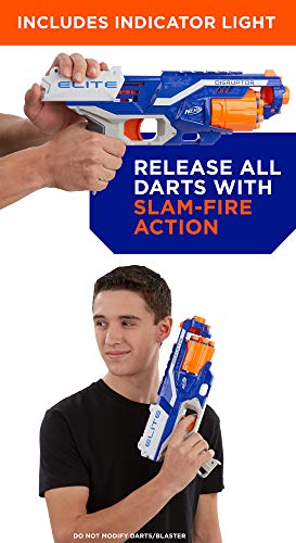 NERF Elite Disrupter Blaster - 6-Dart Rotating Drum, Slam Fire, Translucent Red (Amazon Exclusive)