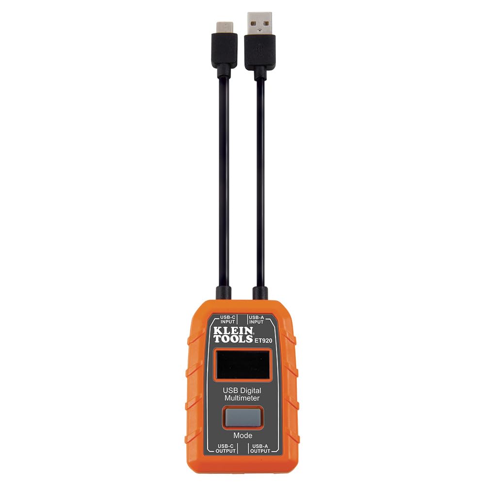 Klein Tools ET920 USB Power Meter, USB-A and USB-C Digital Meter for Voltage, Current, Capacity, Energy and Resistance