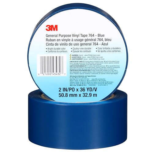 3M Vinyl Tape 764, General Purpose, 2 in x 36 yd, Black, 1 Roll, Light Traffic Floor Marking Tape, Social Distancing, Color Coding, Safety, Bundling