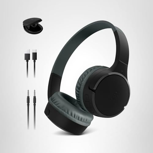 Belkin SoundForm Mini - Wireless Bluetooth Kids Headphones, 30H Battery, 85dB Safe Volume Limit, Built-in Microphone - Toddler On-Ear Earphones for iPhone, iPad, Fire Tablet, Ideal for School - White