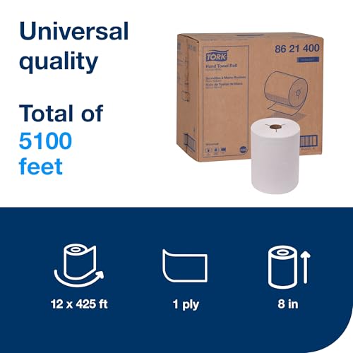 Tork Hand Towel Roll, Natural, Universal, H80, Extra Large, 100% Recycled, 1-Ply, 6 Rolls x 1000 ft, 8031000