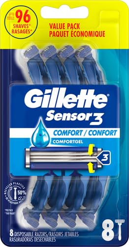 Gillette Sensor3 Comfort, 8 Count | Disposable | For Men | Lubrastrip | Pack of 2