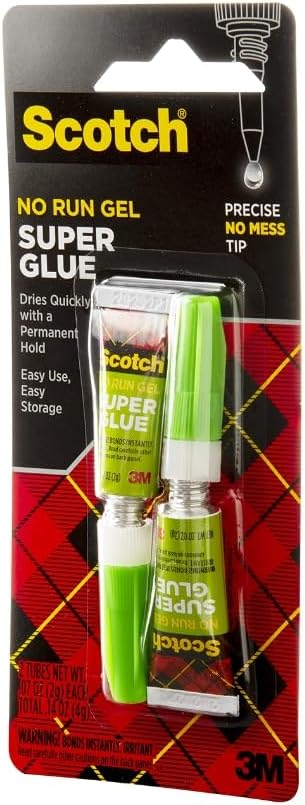 Scotch Super Glue Gel, .07 oz, 2-Pack, Dries Quickly with a Permanent Hold (AD112)
