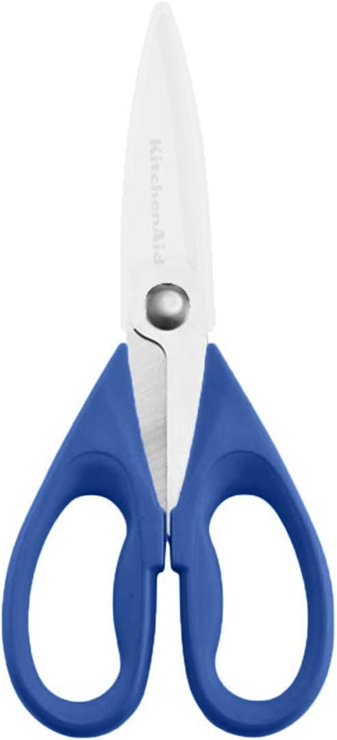 KitchenAid All Purpose Kitchen Shears with Protective Sheath Durable Stainless Steel Scissors, Dishwasher Safe, Soft Grip Comfort Handle, 8.72 Inch, Aqua Sky