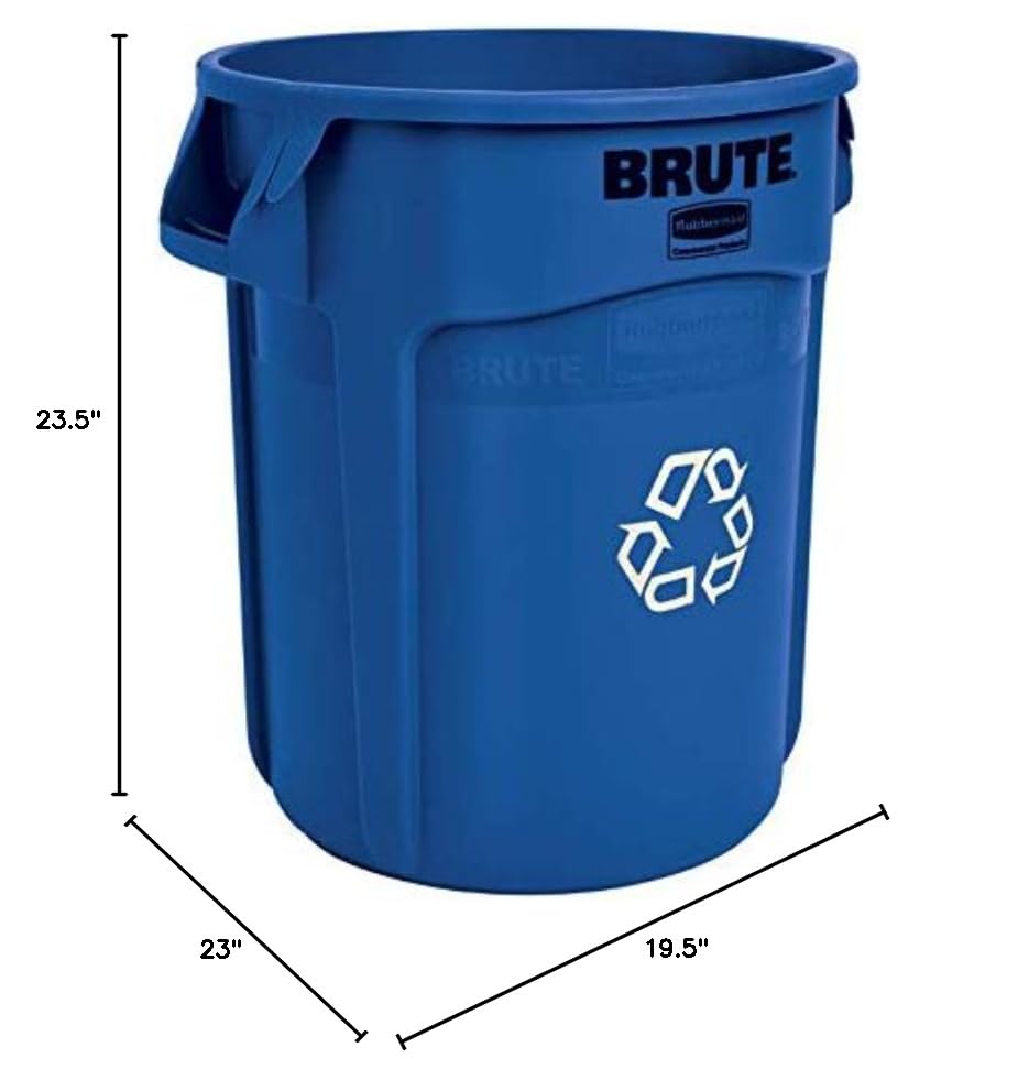 Rubbermaid Commercial Products BRUTE Heavy-Duty Round Trash/Garbage Can, 20-Gallon, Yellow, Outdoor Waste Container for Landscapers/Construction/Restaurants/Back of House/Offices/Warehouses, Pack of 6