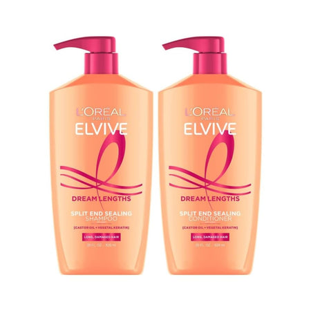 L'Oreal Paris Elvive Dream Lengths Restoring Shampoo With Fine Castor Oil and Vitamins B3 and B5 for Long, Damaged Hair, Visibly Repairs Damage Without Weighdown With System, 28 Fl Ounce