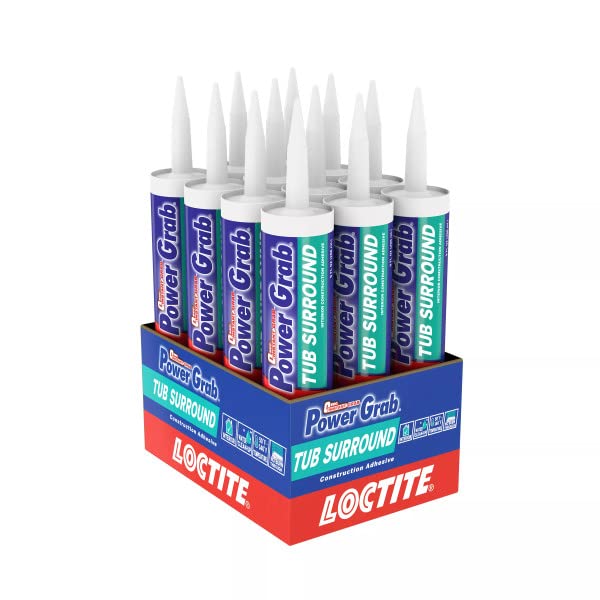 Loctite Power Grab Tub Surround Construction Adhesive, 9 fl oz, Cartridge (12 Pack)
