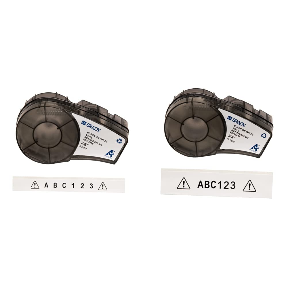 Brady Authentic (M21-375-595-BR) All-Weather Vinyl Label for Indoor/Outdoor ID, Lab and Equipment Labeling, White on Brown- ForM210, M210-LAB, M211, BMP21-PLUS and BMP21-LAB Printers, .375" W, 21' L