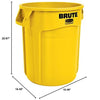 Rubbermaid Commercial Products BRUTE Heavy-Duty Round Trash/Garbage Can, 20-Gallon, Yellow, Outdoor Waste Container for Landscapers/Construction/Restaurants/Back of House/Offices/Warehouses, Pack of 6
