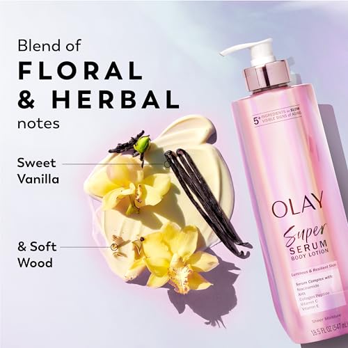 Olay Super Serum Body Wash for Normal Skin, 24hr Long Lasting Hydration, 5+ Ingredient Serum Complex for Bright Even Firm Luminous Skin, 18.5 fl oz