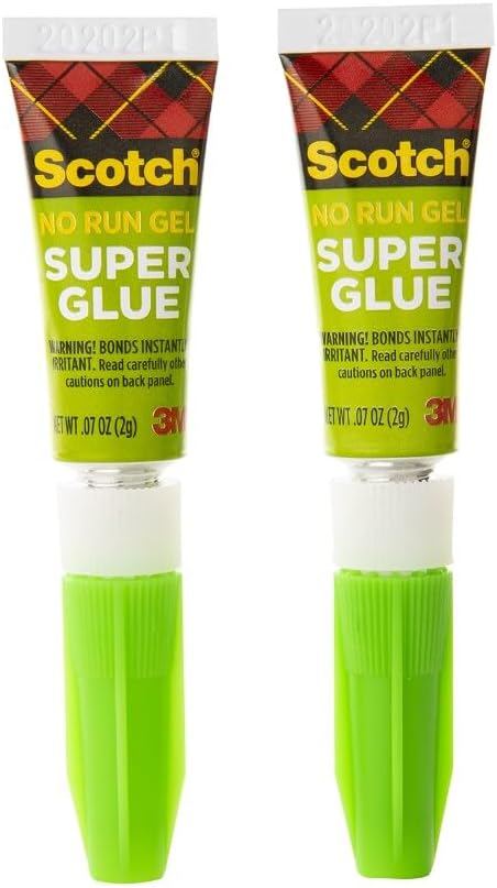 Scotch Super Glue Gel, .07 oz, 2-Pack, Dries Quickly with a Permanent Hold (AD112)