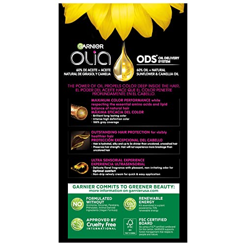 Garnier Hair Color Olia Ammonia-Free Brilliant Color Oil-Rich Permanent Hair Dye, 9 1/2.1 Lightest Ash Blonde, 1 Count (Packaging May Vary)