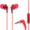 Panasonic ErgoFit Wired Earbuds with Microphone, 3.5mm Jack Headphones with Mic and Call Controller, Ergonomic Custom-Fit Earpieces (S/M/L), for Phones and Laptops - RP-TCM125-R (Red)