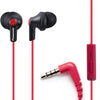 Panasonic ErgoFit Wired Earbuds with Microphone, 3.5mm Jack Headphones with Mic and Call Controller, Ergonomic Custom-Fit Earpieces (S/M/L), for Phones and Laptops - RP-TCM125-R (Red)