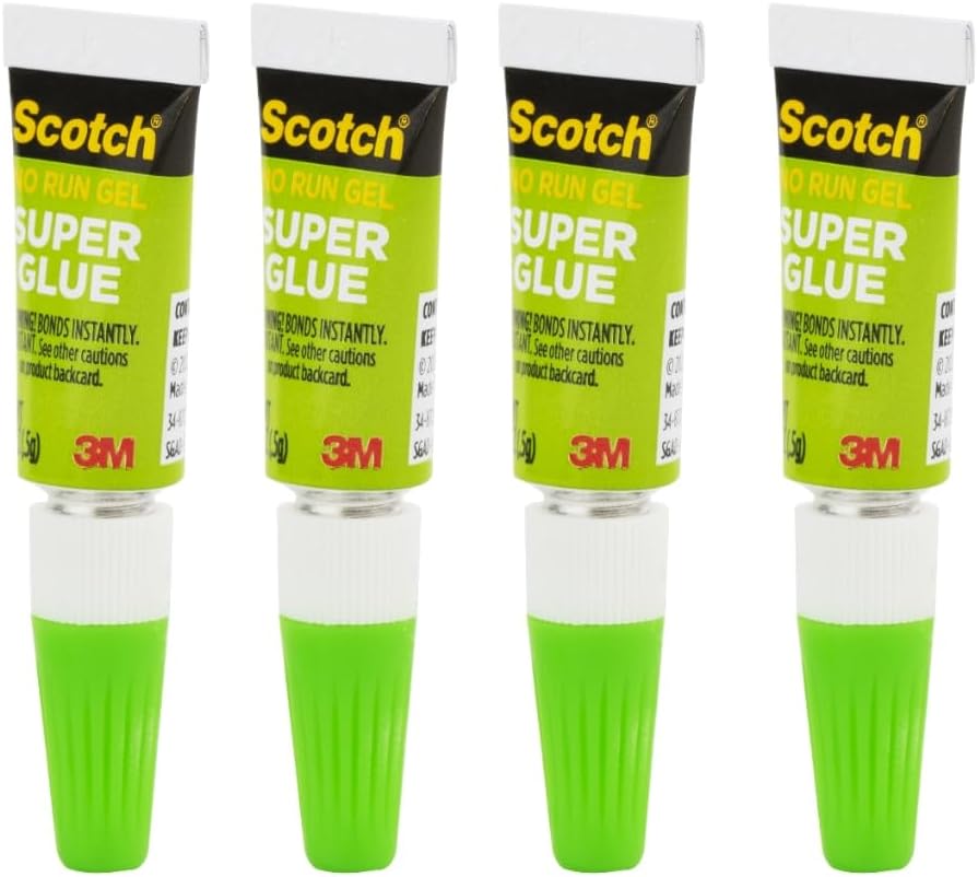 Scotch Super Glue Gel, 4-Pack of Single-Use Tubes, .017 oz Each, Fast Drying, No Run Gel Formula (AD119)