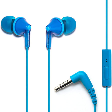 Panasonic ErgoFit Wired Earbuds, 3.5mm Jack in-Ear Headphones with Dynamic Crystal-Clear Sound and Soft Ergonomic Custom-Fit Earpieces (S/M/L), for Phones and Laptops - RP-HJE120-AA (Metallic Blue)