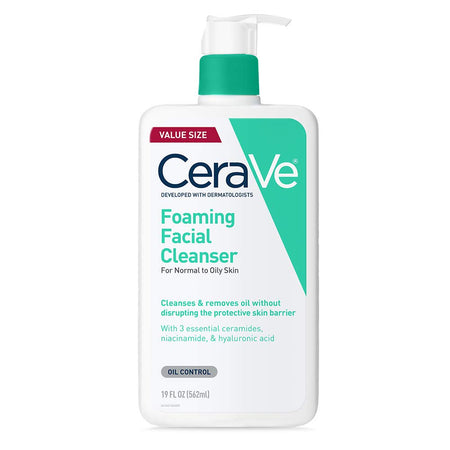 CeraVe Foaming Facial Cleanser, Daily Face Wash for Oily Skin, Hyaluronic Acid + Ceramides + Niacinamide, Fragrance Free & Paraben Free, Non-Drying Oil Control Face Wash, 16 Fluid Ounces