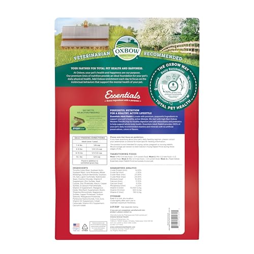 Oxbow Essentials Rabbit Food, Young Rabbit, Made with Oxbow Timothy, Pet Food Pellets for Bunnies, Small Animal Pet Products, Made in USA, High Fiber Bunny Supplies, 10 lb. bag