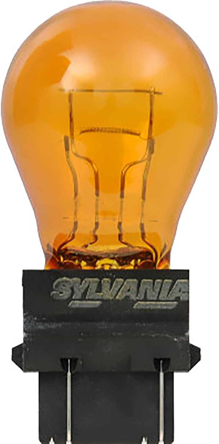 SYLVANIA 3157NA Long Life Mini Bulb - Amber Automotive Light Bulb - Car Signal Light Bulb Ideal for Parking, Side Marker & Turn Signal Applications - 2 Bulbs