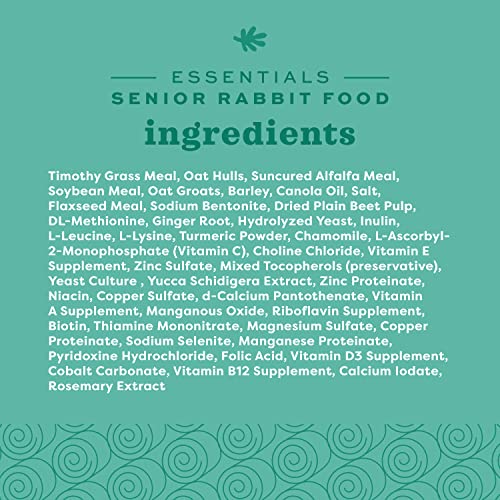 Oxbow Essentials Rabbit Food, Young Rabbit, Made with Oxbow Timothy, Pet Food Pellets for Bunnies, Small Animal Pet Products, Made in USA, High Fiber Bunny Supplies, 10 lb. bag