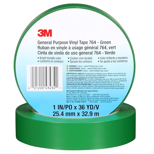 3M Vinyl Tape 764, General Purpose, 2 in x 36 yd, Black, 1 Roll, Light Traffic Floor Marking Tape, Social Distancing, Color Coding, Safety, Bundling