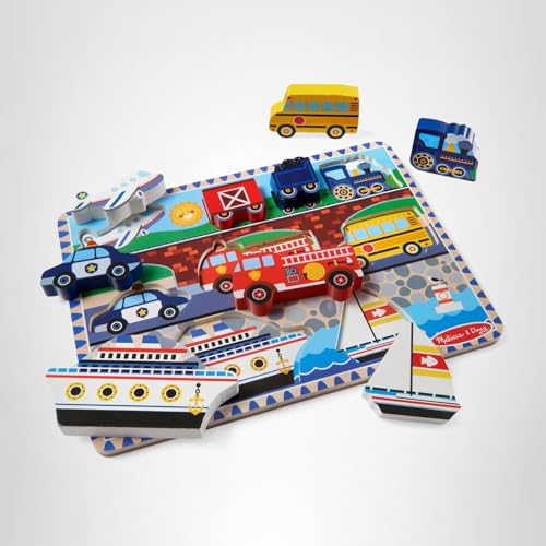 Melissa & Doug Safari Wooden Chunky Puzzle (8 pcs), Educational Screen Free Activity for Toddler, Preschoolers and Kids Ages 2+ - FSC Certified