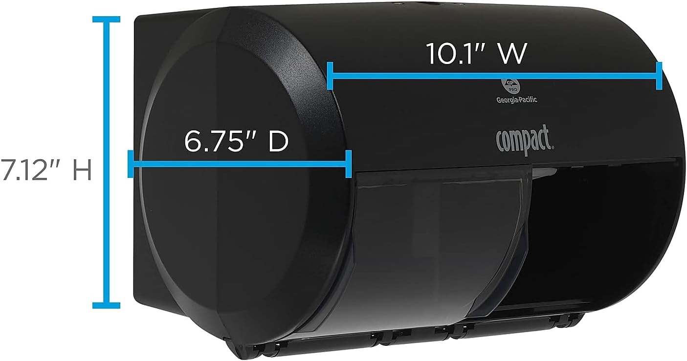 Georgia-Pacific Compact 2-Roll Side-by-Side Coreless High-Capacity Toilet Paper Dispenser by GP PRO (Georgia-Pacific); Black; 56784A; 1 Dispenser