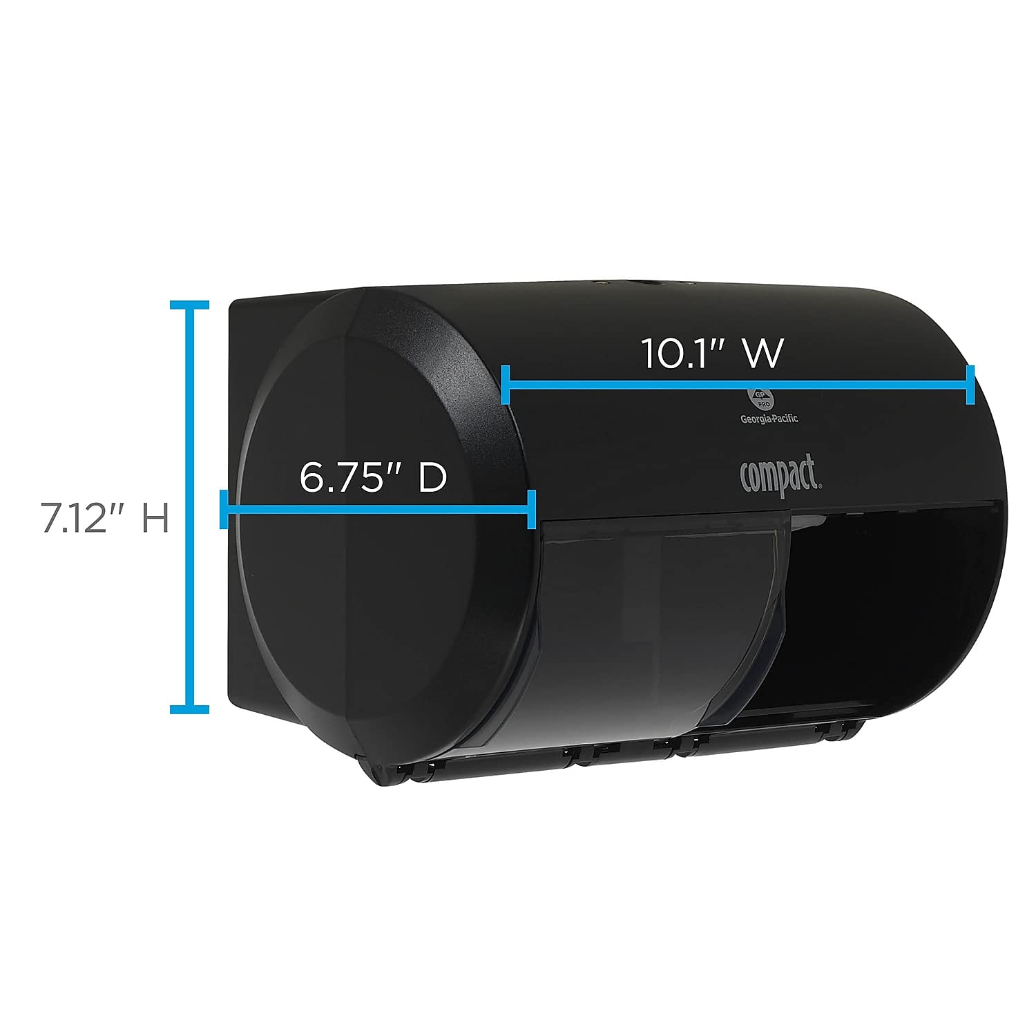 Georgia-Pacific Compact 2-Roll Side-by-Side Coreless High-Capacity Toilet Paper Dispenser by GP PRO (Georgia-Pacific), Stainless, 56798, 10.120" W x 6.750" D x 7.120" H, Stainless Steel