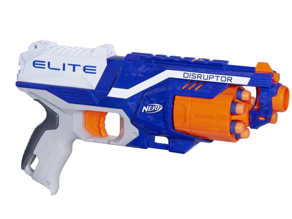NERF Elite Disrupter Blaster - 6-Dart Rotating Drum, Slam Fire, Translucent Red (Amazon Exclusive)