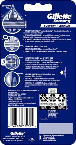 Gillette Sensor3 Comfort, 8 Count | Disposable | For Men | Lubrastrip | Pack of 2