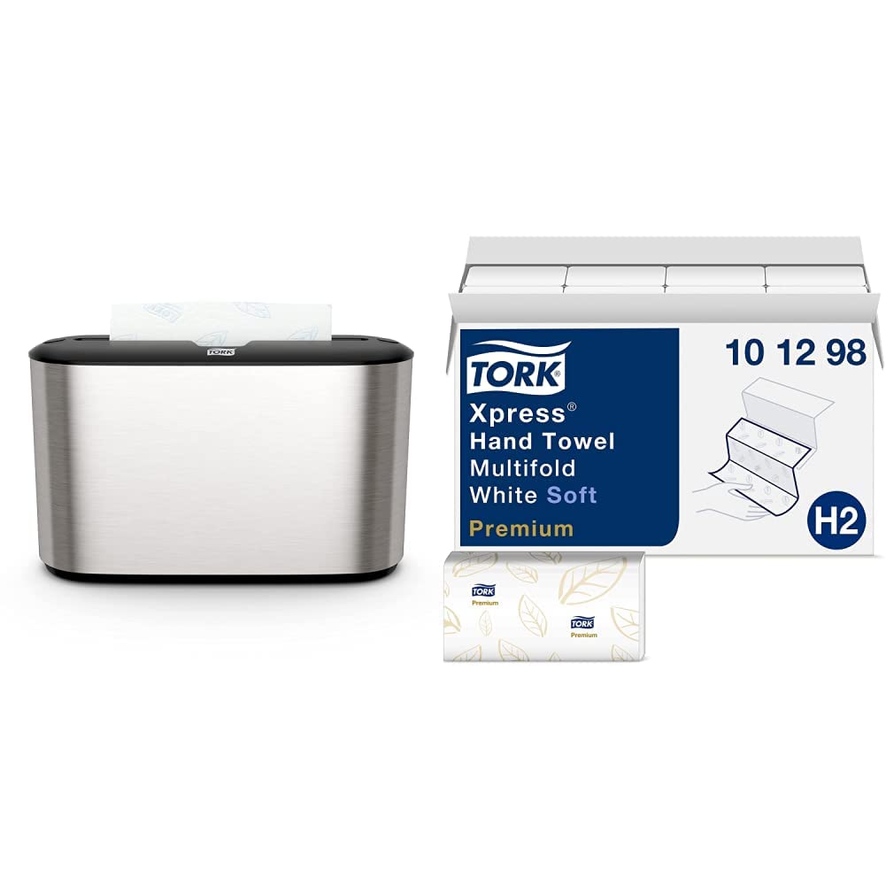 Tork Xpress Paper Towel Dispenser and Tork Multifold Hand Towel Natural H2