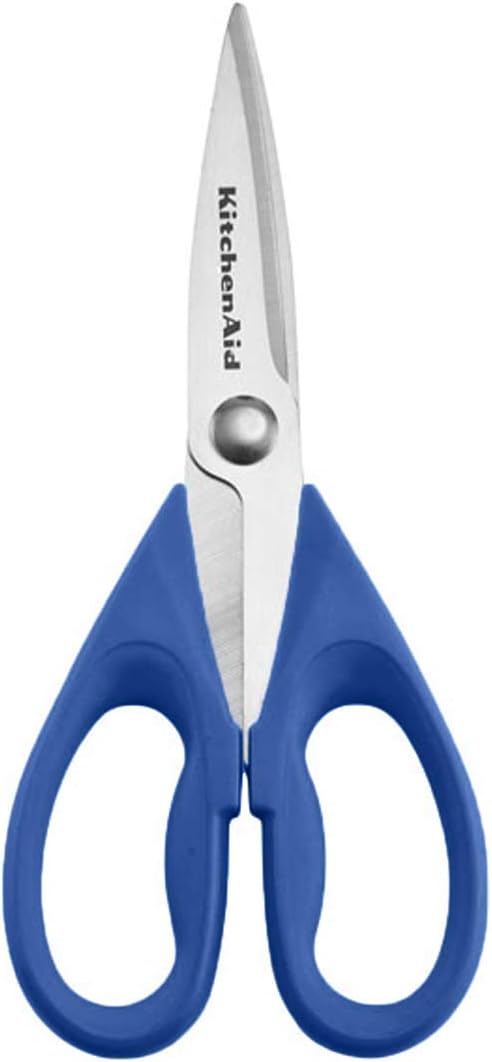 KitchenAid All Purpose Kitchen Shears with Protective Sheath Durable Stainless Steel Scissors, Dishwasher Safe, Soft Grip Comfort Handle, 8.72 Inch, Aqua Sky