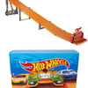 Bundle of Hot Wheels Toy Car Track Set Super 6-Lane Raceway, 8ft Track, 6 1:64 Scale Cars + Hot Wheels Easter Egg Fillers Set of 20 1:64 Scale Toy Cars & Trucks, Collectible Vehicles (Styles May Vary)