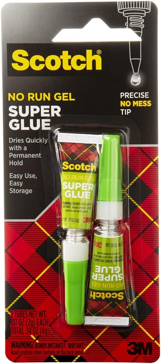 Scotch Super Glue Gel, .07 oz, 2-Pack, Dries Quickly with a Permanent Hold (AD112)