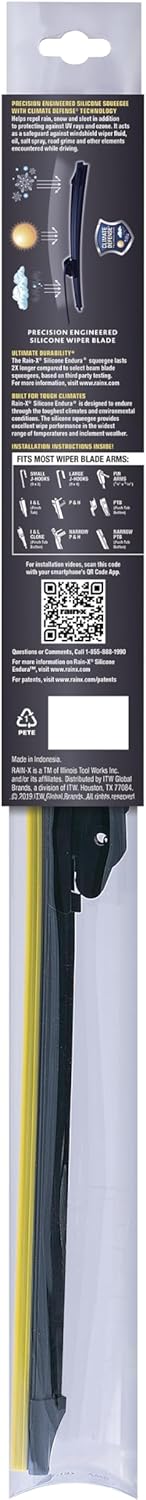 Rain-X Silicone AdvantEdge Wiper Blade 20" Windshield Wiper Blades Replacement, All-Weather Performance Lasts 2X Longer, Premium Beam, Installock Adapter for Easy Fit (Pack of 1)