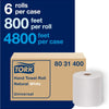 Tork Hand Towel Roll, Natural, Universal, H80, Extra Large, 100% Recycled, 1-Ply, 6 Rolls x 1000 ft, 8031000