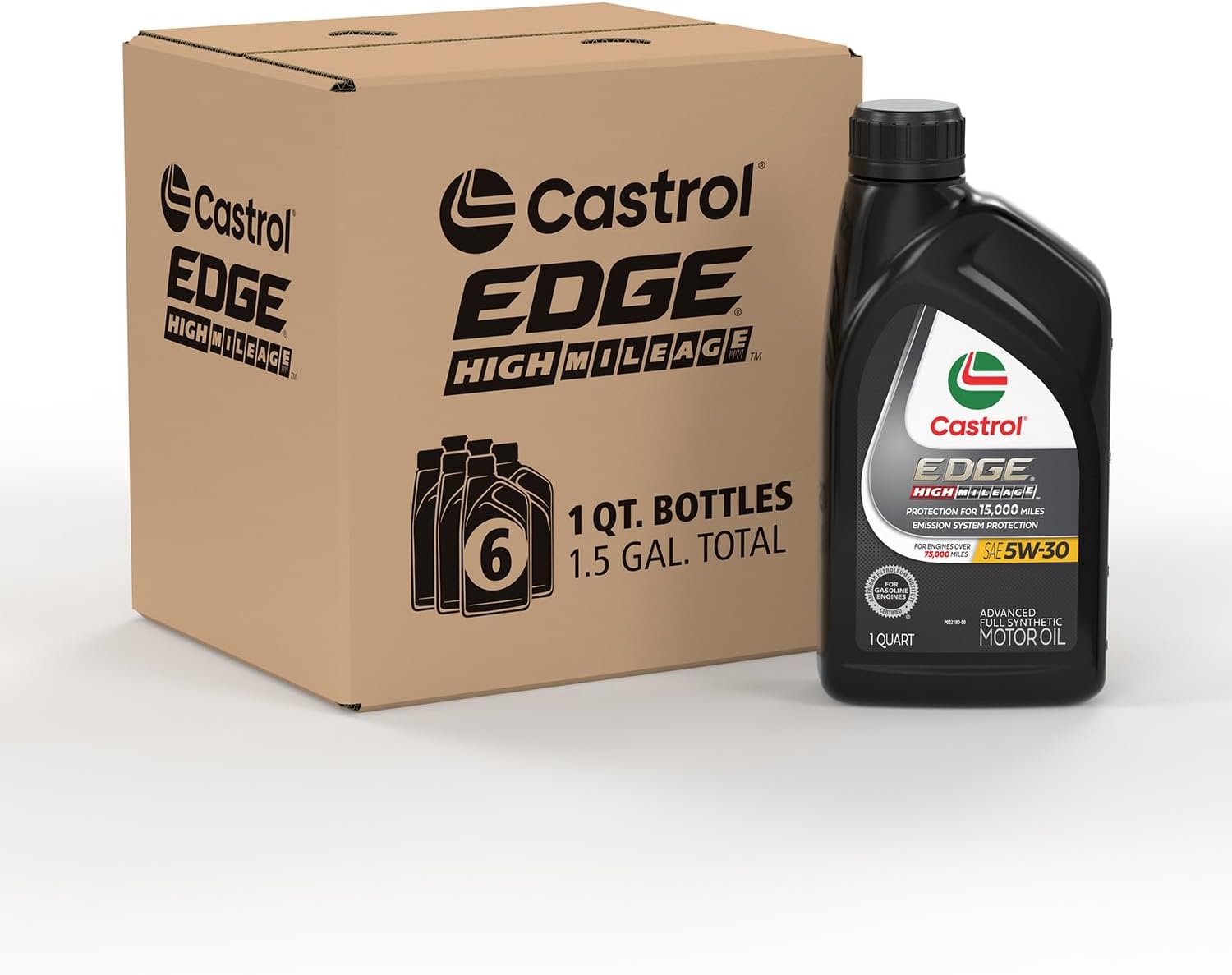 Castrol EDGE High Mileage 5W-30 Advanced Full Synthetic Motor Oil, 1 Quart